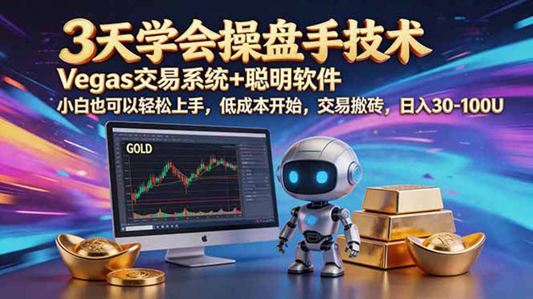 三天学会操盘手技术，vegas技术+聪明软件，小白也可以轻松上手，日入500+-休闲学社