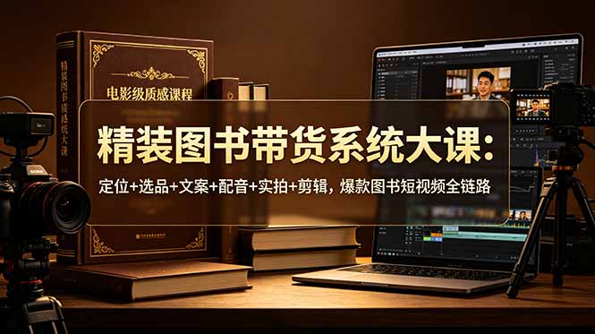 精装图书带货系统大课：定位+选品+文案+配音+实拍+剪辑，爆款图书短视频全链路-休闲学社