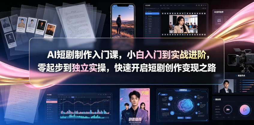 AI短剧制作入门课，小白入门到实战进阶，零起步到独立实操，快速开启短剧创作变现之路-休闲学社