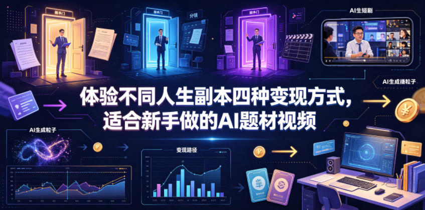 体验不同人生副本四种变现方式,适合新手做的AI题材视频-休闲学社