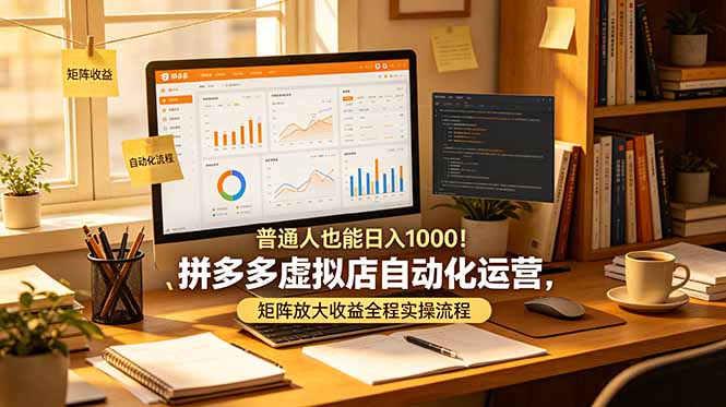 普通人也能日入 1000！拼多多虚拟店自动化运营，矩阵放大收益全程实操流程-休闲学社