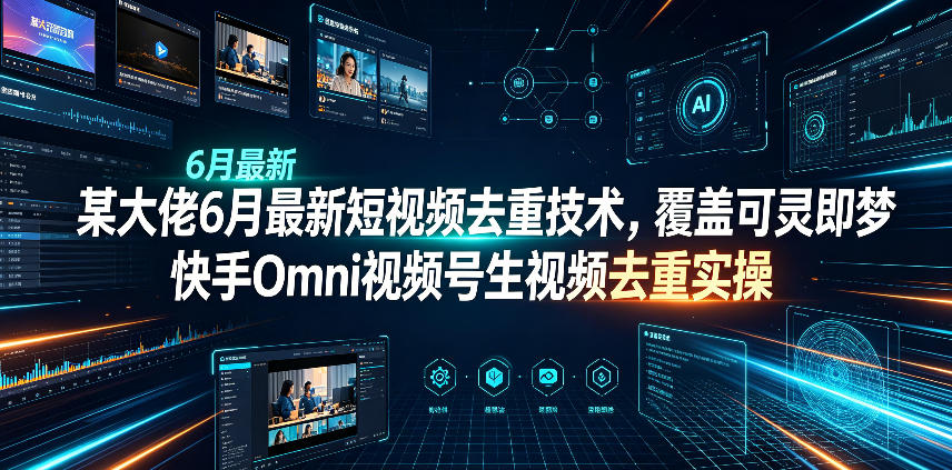 某大佬6月最新短视频去重技术，覆盖可灵即梦快手Omni视频号生视频去重实操-休闲学社