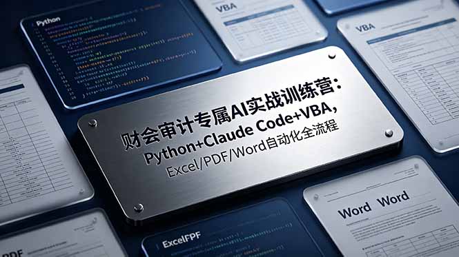 财会审计专属 AI实战训练营：Python+Claude Code+VBA，Excel/PDF/Word自动化全流程-休闲学社
