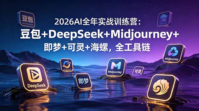 2026AI全年实战训练营：豆包+DeepSeek+Midjourney+即梦+可灵+海螺，全工具链-休闲学社