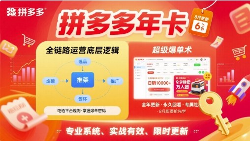 拼多多年卡，拼多多全链路运营底层逻辑，超级爆单术【更新26年6月】-休闲学社