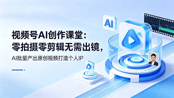 视频号AI创作课堂：零拍摄零剪辑无需出镜，AI批量产出原创视频打造个人IP-休闲学社