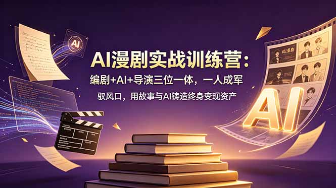 AI漫剧实战训练营：编剧+AI+导演三位一体，一人成军 驭风口，用故事与AI铸造终身变现资产-休闲学社