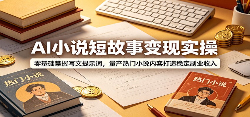 AI小说短故事变现实操：零基础掌握写文提示词，量产热门小说内容打造稳定副业收入-休闲学社