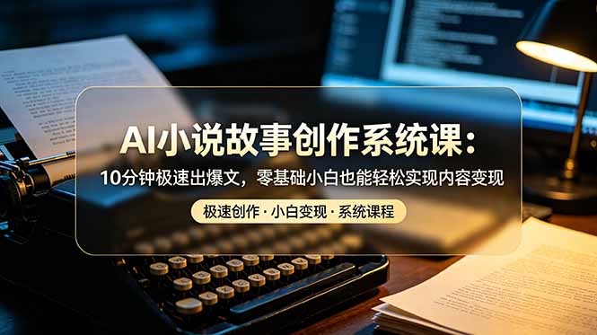 AI小说故事创作系统课：10分钟极速出爆文，零基础小白也能轻松实现内容变现-休闲学社