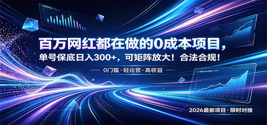 百万网红都在做的0成本项目，单号保底日入300+，可矩阵放大！合法合规！-休闲学社