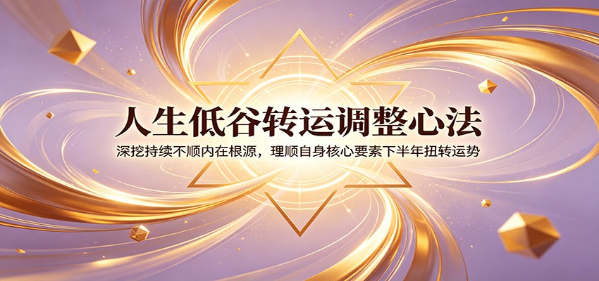 人生低谷转运调整心法：深挖持续不顺内在根源，理顺自身核心要素下半年扭转运势-休闲学社