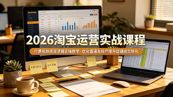 2026 淘宝运营实战课程，付费投放底层逻辑实操教学，优化直通车投产提升店铺成交转化-休闲学社