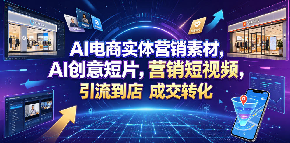 AI电商实体营销素材，AI创意短片，高效打造营销短视频，轻松引流到店，稳定提升门店客流与成交转化-休闲学社