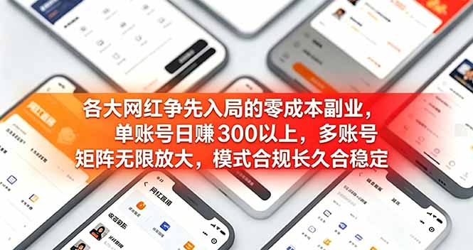 各大网红争先入局的零成本副业，单账号日赚 300 以上，多号矩阵可放大，模式合规长久稳定！-休闲学社