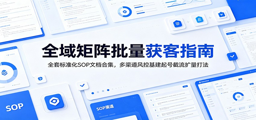 全域矩阵批量获客指南：全套标准化SOP文档合集，多渠道风控基建起号截流扩量打法-休闲学社
