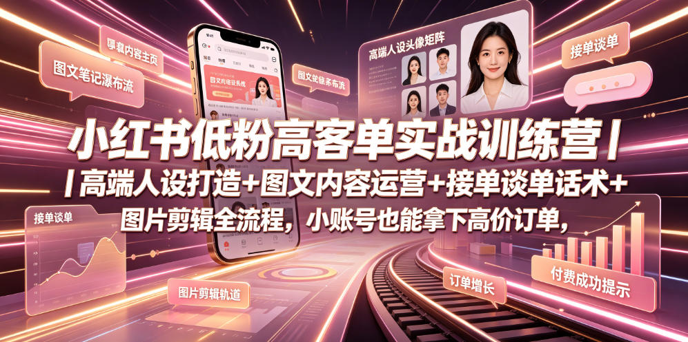 小红书低粉高客单实战训练营：小账号打造高端人设拿下高价订单