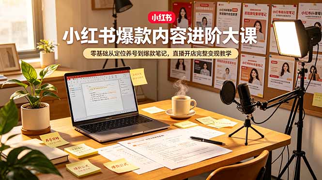 小红书爆款内容进阶大课 | 零基础定位养号到爆款笔记开店直播变现全教程