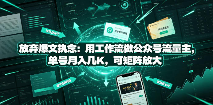 放弃爆文执念：用工作流做公众号流量主，单号月入几K，可矩阵放大-休闲学社
