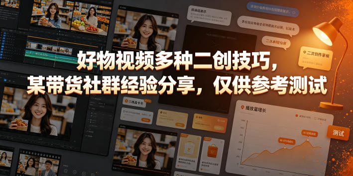 好物视频多种二创技巧，某带货社群经验分享，仅供参考测试-休闲学社
