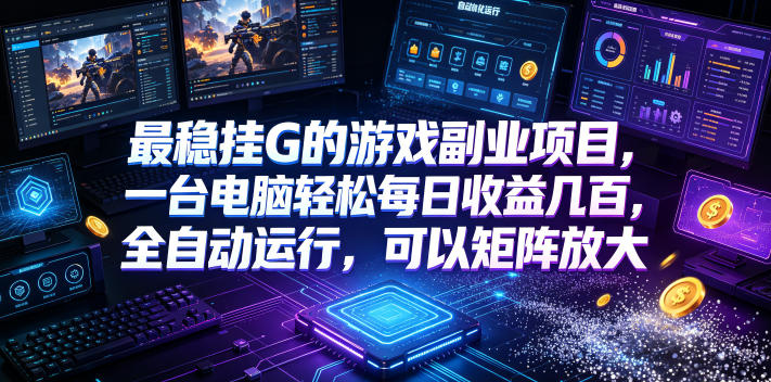最稳挂G的游戏副业项目，一台电脑轻松每日收益几百，全自动运行，可以矩阵放大【揭秘】-休闲学社