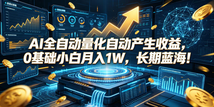 AI全自动量化交易赚钱揭秘：0基础小白月入1W，长期蓝海项目