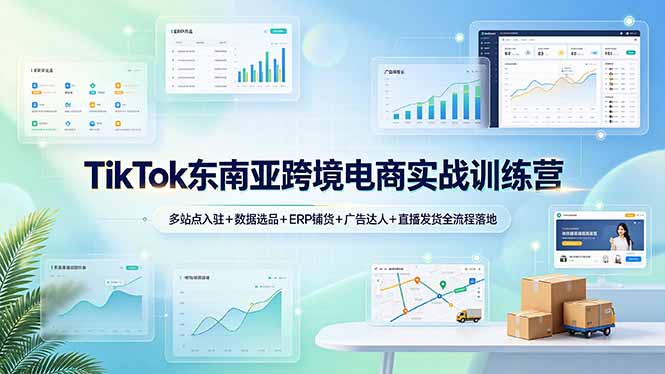 TikTok东南亚跨境电商实战训练营：多站点入驻+数据选品+ERP铺货+广告达人+直播发货全流程落地-休闲学社