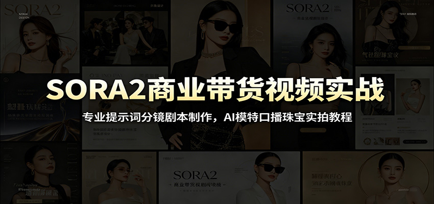 SORA2商业带货视频实战：专业提示词分镜剧本制作，AI模特口播珠宝实拍教程-休闲学社