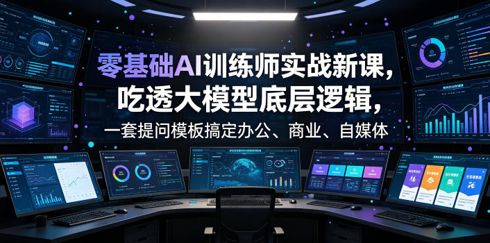 零基础AI训练师实战课，吃透大模型底层逻辑，一套提问模板搞定办公、商业、自媒体、设计、生活全场景AI落地应用-休闲学社