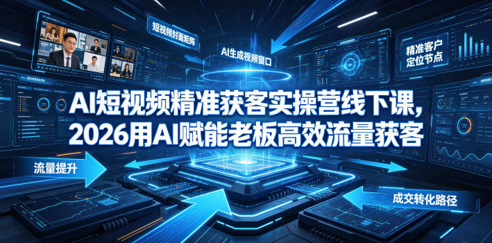 AI短视频精准获客实操营6月10-14号线下课，2026用AI赋能老板高效流量获客-休闲学社