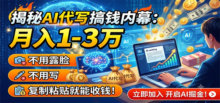揭秘AI代写搞钱内幕：月入1-3万，不用露脸不用写，复制粘贴就能收钱！-休闲学社
