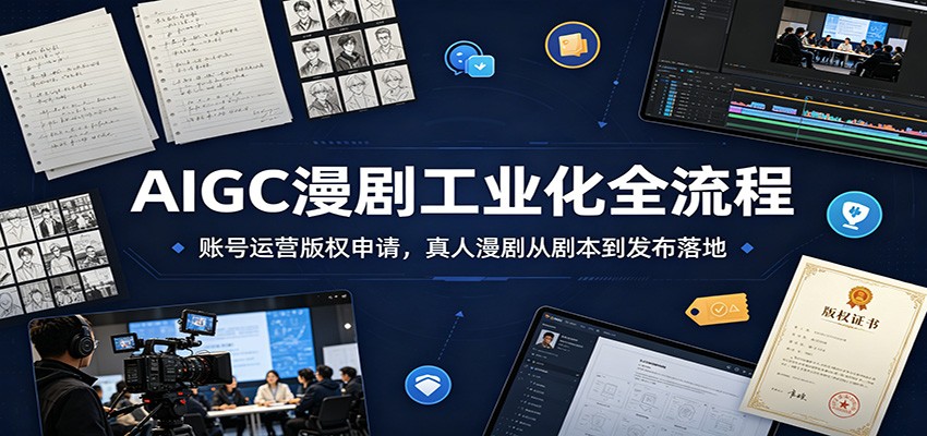 AIGC漫剧工业化全流程：账号运营版权申请，真人漫剧从剧本到发布落地-休闲学社