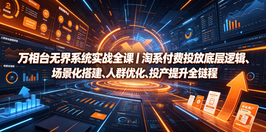 万相台无界系统实战全课｜淘系付费投放底层逻辑、场景化搭建、人群优化、投产提升全链路运营教程-休闲学社