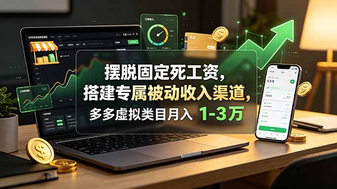 摆脱固定死工资，搭建专属被动收入渠道，多多虚拟类目月入 1-3 万-休闲学社
