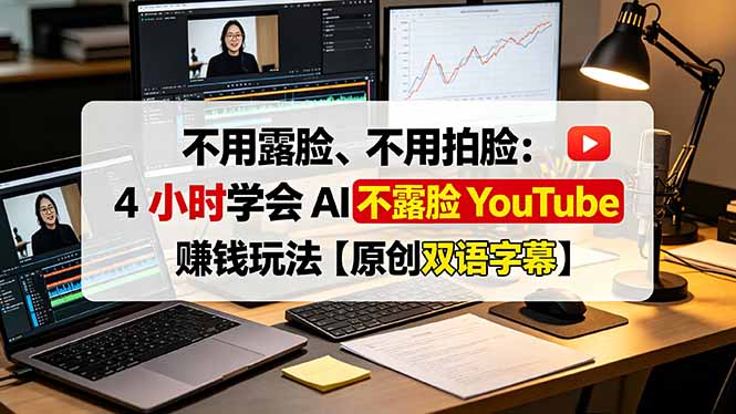 不用露脸、不用拍脸：4 小时学会 AI 不露脸 YouTube 赚钱玩法【原创双语字幕】-休闲学社