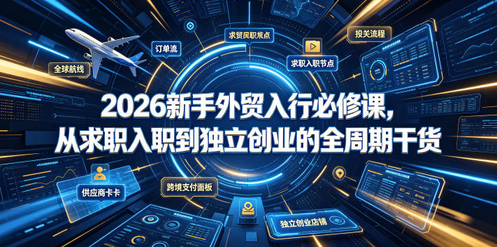 2026新手外贸入行必修课，从求职入职到独立创业的全周期干货-休闲学社