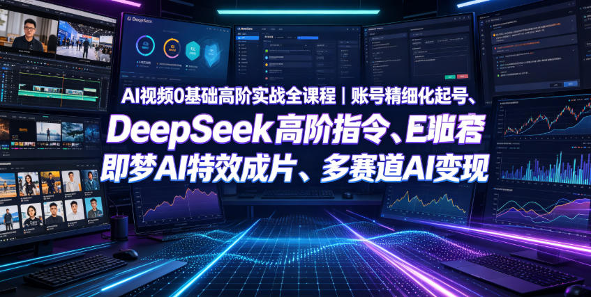 AI视频0基础高阶实战全课程｜账号精细化起号、DeepSeek高阶指令、即梦AI特效成片、多赛道AI短视频量产变现-休闲学社