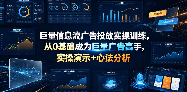 巨量信息流广告投放实操训练,从0基础成为巨量广告高手,实操演示+心法分析 - 图片1
