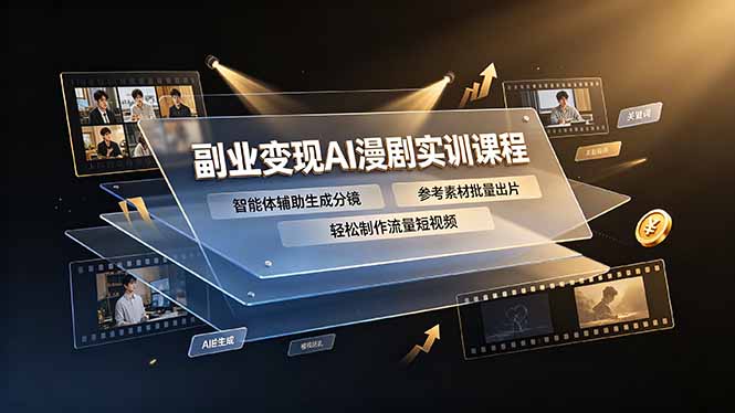 副业变现AI漫剧实训课程，智能体辅助生成分镜，参考素材批量出片，轻松制作流量短视频-休闲学社