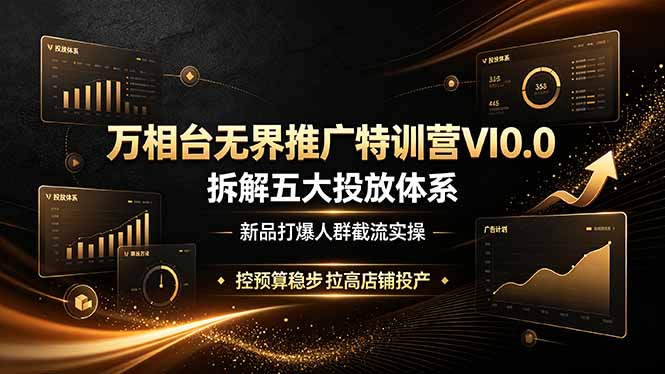 万相台无界推广特训营VI0.0，拆解五大投放体系，新品打爆人群截流实操，控预算稳步拉高店铺投产-休闲学社