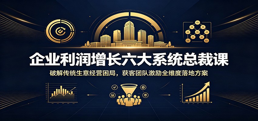 企业利润增长六大系统总裁课：破解传统生意经营困局，获客团队激励全维度落地方案-休闲学社
