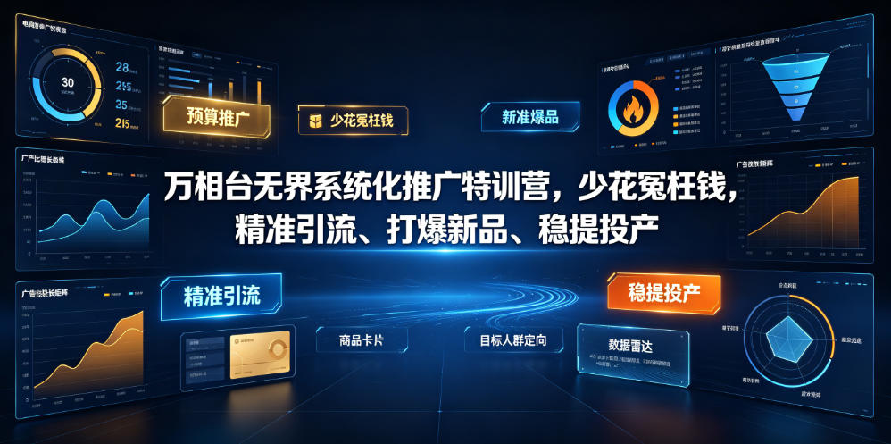 万相台无界系统化推广特训营VI0.0，少花冤枉钱，精准引流、打爆新品、稳提投产(全程录音+字幕)-休闲学社
