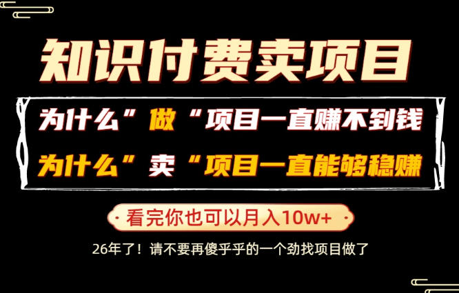 普通人为什么能够靠卖项目轻松月入10W+,而做项目却容易成炮灰,卖项目为什么能够稳賺不赔?【揭秘】 - 图片1