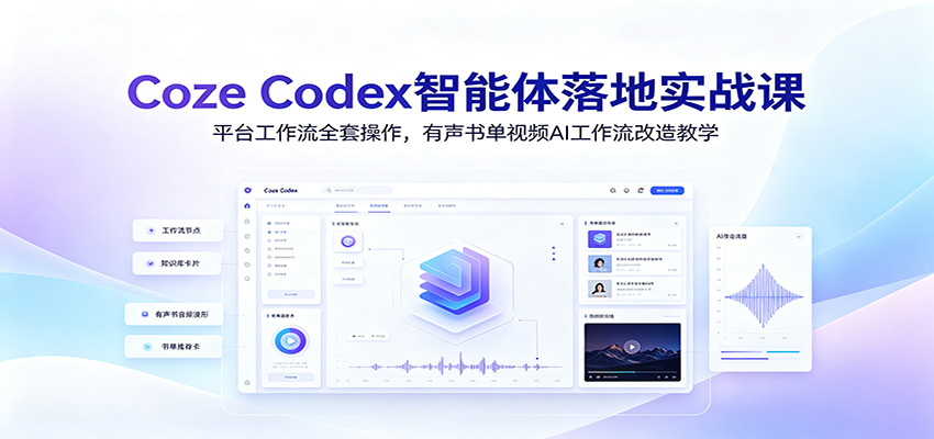 Coze Codex智能体落地实战课:平台工作流全套操作,有声书单视频AI工作流改造教学-休闲学社