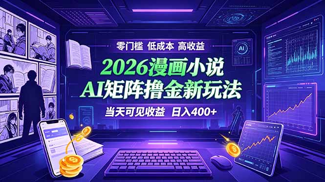 爆款小说漫画大阅读    ai矩阵操作    当天可见收益  日入400+    零门槛    高收益-休闲学社