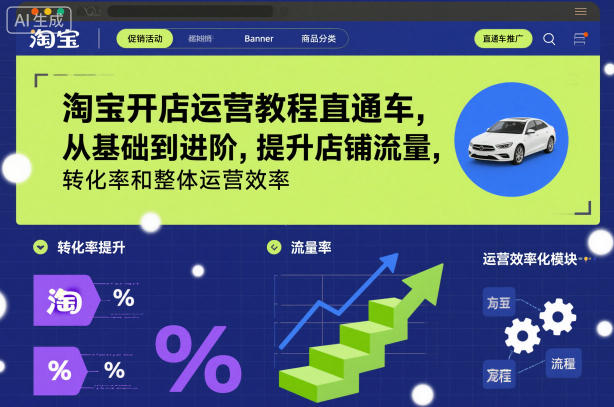 淘宝开店运营教程直通车，从基础到进阶，提升店铺流量，转化率和整体运营效率(更新26年07月11日)-休闲学社