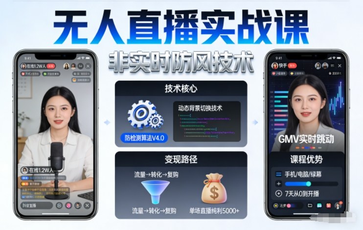 宝子哥无人直播实战课，非实时防风技术，聚焦抖音快手等平台直播带货，轻松开启直播变现之路(更新2026年07月11日)-休闲学社