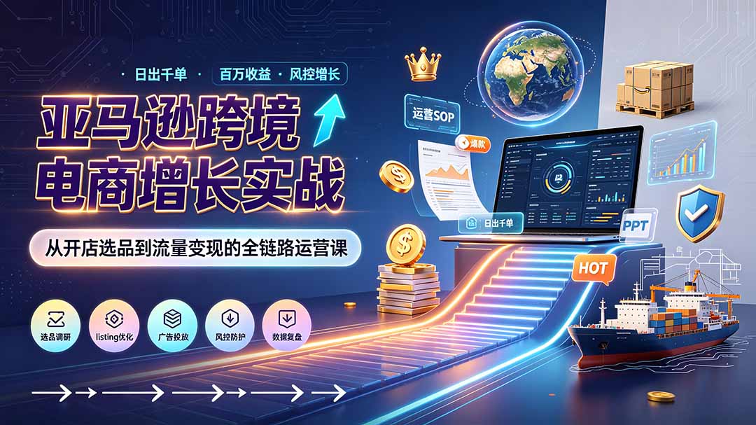 亚马逊0-1孵化特训营8期：从注册风控到稳定日出千单实战，规避审核封店风险，标准化执行流程落地-休闲学社