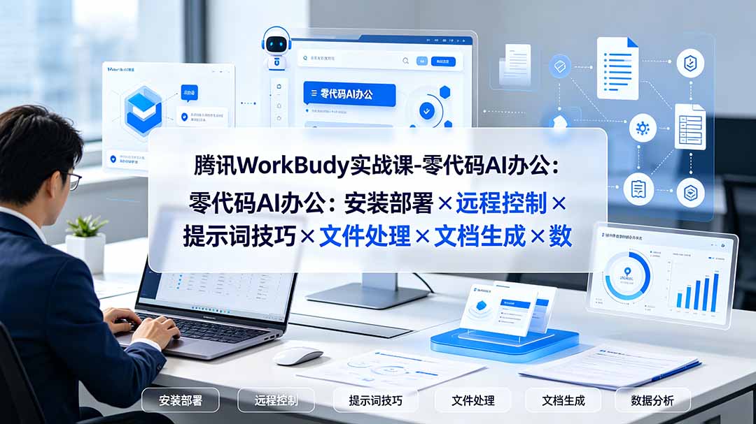 腾讯WorkBuddy实战课-零代码AI办公:安装部署×远程控制×提示词技巧×文件处理×文档生成×数据分析 - 图片1