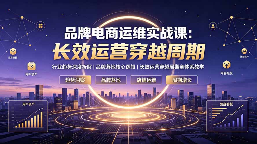品牌电商运维实战课：行业趋势深度拆解｜品牌落地核心逻辑｜长效运营穿越周期全体系教学-休闲学社