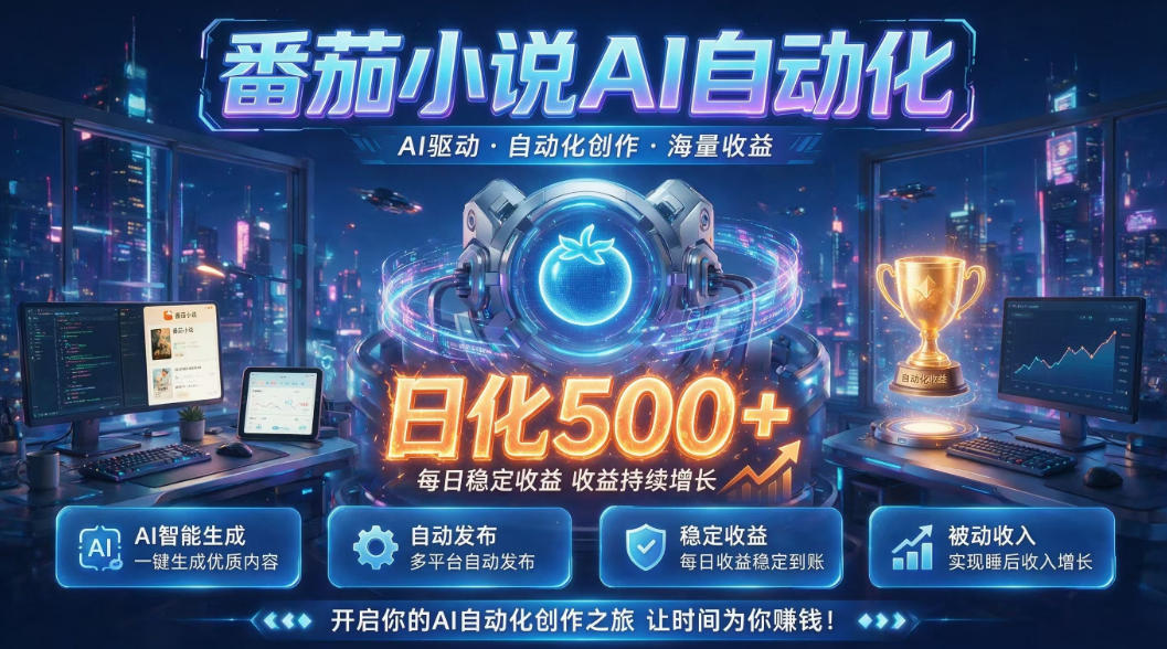 番茄小说AI自动化：居家轻创业，每日稳赚500+